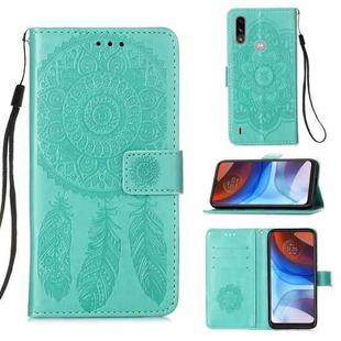 For Motorola Moto E7 Power Dream Catcher Printing Horizontal Flip Leather Case with Holder & Card Slots & Wallet & Lanyard(Green)