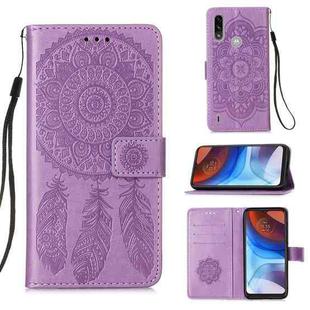 For Motorola Moto E7 Power Dream Catcher Printing Horizontal Flip Leather Case with Holder & Card Slots & Wallet & Lanyard(Purple)