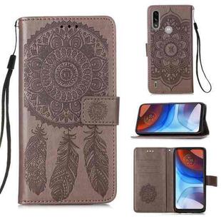 For Motorola Moto E7 Power Dream Catcher Printing Horizontal Flip Leather Case with Holder & Card Slots & Wallet & Lanyard(Grey)