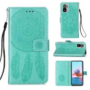 For Xiaomi Redmi Note 10S / Note 10 4G Dream Catcher Printing Horizontal Flip Leather Case with Holder & Card Slots & Wallet & Lanyard(Green)