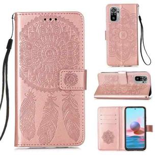 For Xiaomi Redmi Note 10S / Note 10 4G Dream Catcher Printing Horizontal Flip Leather Case with Holder & Card Slots & Wallet & Lanyard(Rose Gold)
