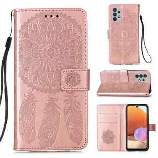 For Samsung Galaxy A32 4G (EU Version) Dream Catcher Printing Horizontal Flip Leather Case with Holder & Card Slots & Wallet & Lanyard(Rose Gold)