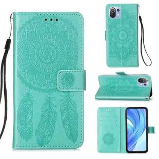For Xiaomi Mi 11 Lite Dream Catcher Printing Horizontal Flip Leather Case with Holder & Card Slots & Wallet & Lanyard(Green)