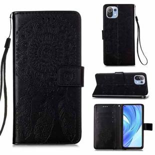 For Xiaomi Mi 11 Lite Dream Catcher Printing Horizontal Flip Leather Case with Holder & Card Slots & Wallet & Lanyard(Black)