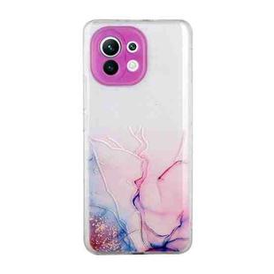 For Xiaomi Mi 11 Lite Hollow Marble Pattern TPU Precise Hole Protective Case(Pink)