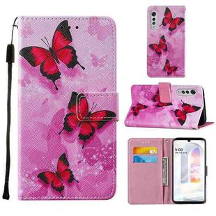 For LG Velvet 2 Pro Cross Texture Painting Pattern Horizontal Flip Leather Case with Holder & Card Slots & Wallet & Lanyard(Pink Butterfly)