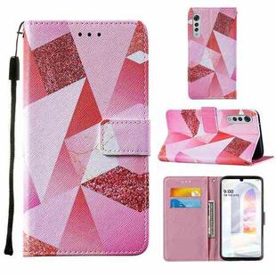 For LG Velvet 2 Pro Cross Texture Painting Pattern Horizontal Flip Leather Case with Holder & Card Slots & Wallet & Lanyard(Pink Rhombus)