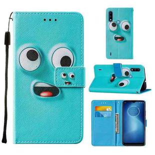 For Motorola Moto E7 Power Cross Texture Painting Pattern Horizontal Flip Leather Case with Holder & Card Slots & Wallet & Lanyard(Big-eye Monster)