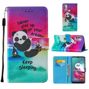 For Motorola Moto G30 / G10 / G10 Power Cross Texture Painting Pattern Horizontal Flip Leather Case with Holder & Card Slots & Wallet & Lanyard(Sleeping Panda)