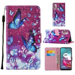 For Motorola Moto G30 / G10 / G10 Power Cross Texture Painting Pattern Horizontal Flip Leather Case with Holder & Card Slots & Wallet & Lanyard(Purple Butterfly)