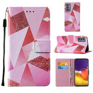 For Samsung Galaxy A82 5G Cross Texture Painting Pattern Horizontal Flip Leather Case with Holder & Card Slots & Wallet & Lanyard(Pink Rhombus)