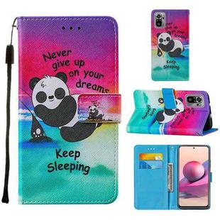 For Xiaomi Redmi Note 10S / Note 10 4G Cross Texture Painting Pattern Horizontal Flip Leather Case with Holder & Card Slots & Wallet & Lanyard(Sleeping Panda)