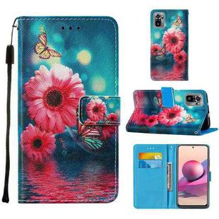 For Xiaomi Redmi Note 10S / Note 10 4G Cross Texture Painting Pattern Horizontal Flip Leather Case with Holder & Card Slots & Wallet & Lanyard(Chrysanthemum)