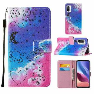 For Xiaomi Mi 11i / Poco F3 / Redmi K40 / Redmi K40 Pro Cross Texture Painting Pattern Horizontal Flip Leather Case with Holder & Card Slots & Wallet & Lanyard(Love Universe)