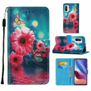 For Xiaomi Mi 11i / Poco F3 / Redmi K40 / Redmi K40 Pro Cross Texture Painting Pattern Horizontal Flip Leather Case with Holder & Card Slots & Wallet & Lanyard(Chrysanthemum)