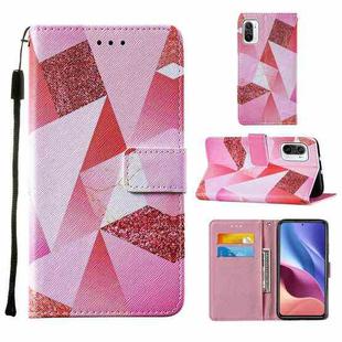 For Xiaomi Mi 11i / Poco F3 / Redmi K40 / Redmi K40 Pro Cross Texture Painting Pattern Horizontal Flip Leather Case with Holder & Card Slots & Wallet & Lanyard(Pink Rhombus)