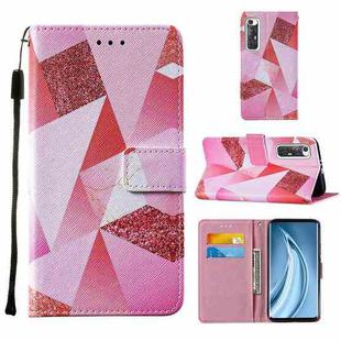 For Xiaomi Mi 10S Cross Texture Painting Pattern Horizontal Flip Leather Case with Holder & Card Slots & Wallet & Lanyard(Pink Rhombus)