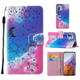 For Xiaomi Mi 11 Pro Cross Texture Painting Pattern Horizontal Flip Leather Case with Holder & Card Slots & Wallet & Lanyard(Love Universe)