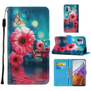 For Xiaomi Mi 11 Pro Cross Texture Painting Pattern Horizontal Flip Leather Case with Holder & Card Slots & Wallet & Lanyard(Chrysanthemum)