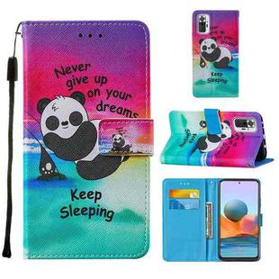 For Xiaomi Redmi Note 10 Pro / Note 10 Pro Max Cross Texture Painting Pattern Horizontal Flip Leather Case with Holder & Card Slots & Wallet & Lanyard(Sleeping Panda)