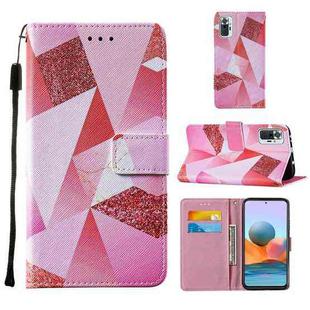For Xiaomi Redmi Note 10 Pro / Note 10 Pro Max Cross Texture Painting Pattern Horizontal Flip Leather Case with Holder & Card Slots & Wallet & Lanyard(Pink Rhombus)