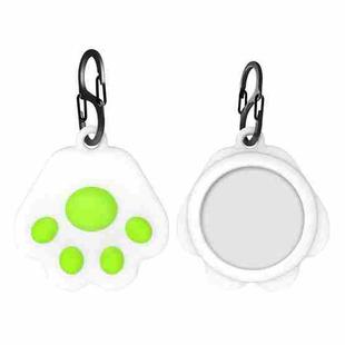 Q18 Cute Cat Paw Silicone Shockproof Protective Cover Soft Case with Carabiner For AirTag(Green)