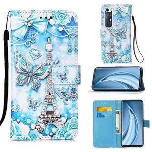For Xiaomi Mi 10S Colored Drawing Pattern Plain Weave Horizontal Flip Leather Case with Holder & Card Slot & Wallet & Lanyard(Tower Butterfly)