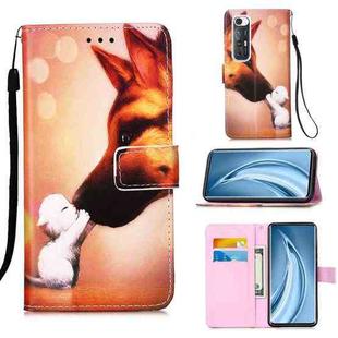 For Xiaomi Mi 10S Colored Drawing Pattern Plain Weave Horizontal Flip Leather Case with Holder & Card Slot & Wallet & Lanyard(Hound Kiss)