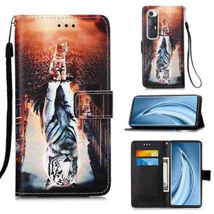 For Xiaomi Mi 10S Colored Drawing Pattern Plain Weave Horizontal Flip Leather Case with Holder & Card Slot & Wallet & Lanyard(Cats And Tigers)