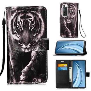 For Xiaomi Mi 10S Colored Drawing Pattern Plain Weave Horizontal Flip Leather Case with Holder & Card Slot & Wallet & Lanyard(Black And White Tiger)