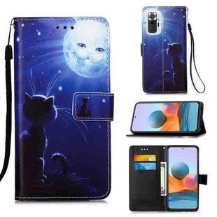 For Xiaomi Redmi Note 10 Pro / Note 10 Pro Max Colored Drawing Pattern Plain Weave Horizontal Flip Leather Case with Holder & Card Slot & Wallet & Lanyard(Cat And Sun)