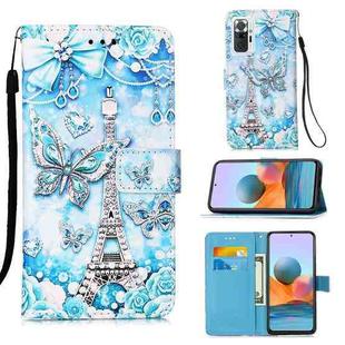 For Xiaomi Redmi Note 10 Pro / Note 10 Pro Max Colored Drawing Pattern Plain Weave Horizontal Flip Leather Case with Holder & Card Slot & Wallet & Lanyard(Tower Butterfly)