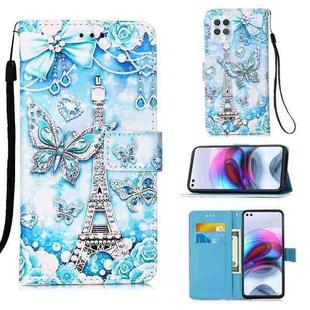 For Motorola Moto G100 / Edge S Colored Drawing Pattern Plain Weave Horizontal Flip Leather Case with Holder & Card Slot & Wallet & Lanyard(Tower Butterfly)