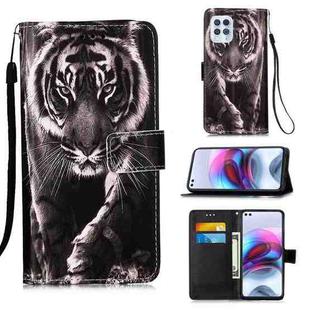 For Motorola Moto G100 / Edge S Colored Drawing Pattern Plain Weave Horizontal Flip Leather Case with Holder & Card Slot & Wallet & Lanyard(Black And White Tiger)