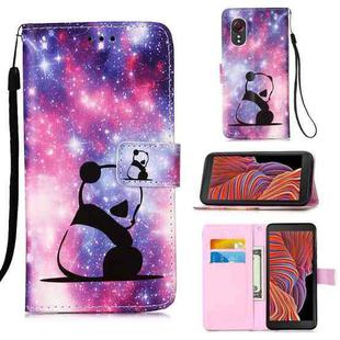 For Samsung Galaxy Xcover 5 Colored Drawing Pattern Plain Weave Horizontal Flip Leather Case with Holder & Card Slot & Wallet & Lanyard(Baby Panda)