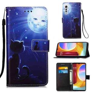 For LG Velvet 2 Pro Colored Drawing Pattern Plain Weave Horizontal Flip Leather Case with Holder & Card Slot & Wallet & Lanyard(Cat And Sun)