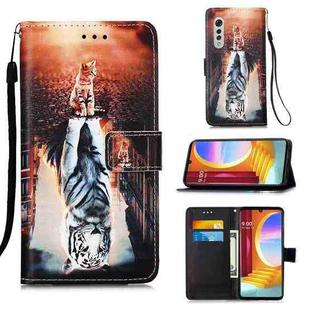 For LG Velvet 2 Pro Colored Drawing Pattern Plain Weave Horizontal Flip Leather Case with Holder & Card Slot & Wallet & Lanyard(Cats And Tigers)