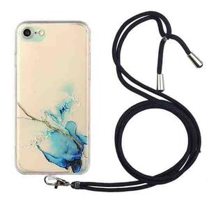 Hollow Marble Pattern TPU Shockproof Protective Case with Neck Strap Rope For iPhone 6 Plus(Blue)