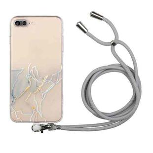 Hollow Marble Pattern TPU Shockproof Protective Case with Neck Strap Rope For iPhone 8 Plus / 7 Plus(Grey)