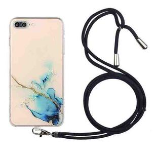 Hollow Marble Pattern TPU Shockproof Protective Case with Neck Strap Rope For iPhone 8 Plus / 7 Plus(Blue)
