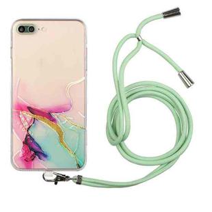 Hollow Marble Pattern TPU Shockproof Protective Case with Neck Strap Rope For iPhone 8 Plus / 7 Plus(Green)