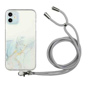 For iPhone 11 Hollow Marble Pattern TPU Shockproof Protective Case with Neck Strap Rope (Grey)