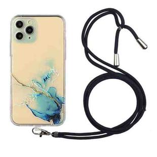 For iPhone 11 Pro Hollow Marble Pattern TPU Shockproof Protective Case with Neck Strap Rope (Blue)