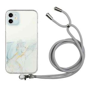 For iPhone 12 mini Hollow Marble Pattern TPU Shockproof Protective Case with Neck Strap Rope (Grey)