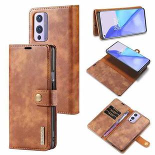 For OnePlus 9 DG.MING Crazy Horse Texture Flip Detachable Magnetic Leather Case with Holder & Card Slots & Wallet(Brown)