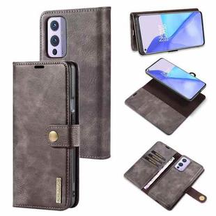 For OnePlus 9 DG.MING Crazy Horse Texture Flip Detachable Magnetic Leather Case with Holder & Card Slots & Wallet(Grey)