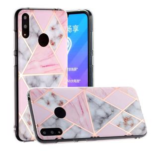 For Huawei Y7 (2019) Hot Stamping Geometric Marble IMD Craft TPU Protective Case(Rhombus)