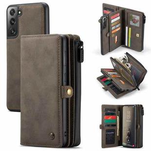 For Samsung Galaxy S21 FE CaseMe 018 Detachable Multi-functional Horizontal Flip Leather Case, with Card Slot & Holder & Zipper Wallet & Photo Frame(Brown)