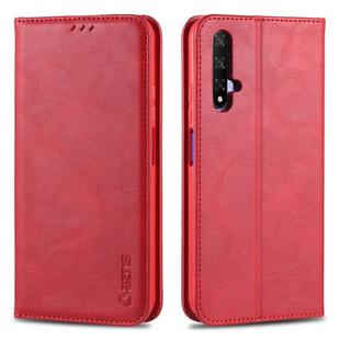 For Huawei Honor 20 AZNS Retro Texture Magnetic Horizontal Flip PU Leather Case with Holder & Card Slots & Photo Frame(Red)