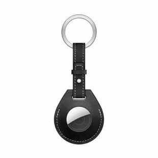 Shockproof Anti-scratch Leather Protective Case Cover with Hang Loop For AirTag, Style:Keychain(Black)